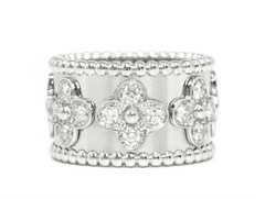 Van Cleef & Arpels Perlee Diamond Clover Alhambra Ring #52/ US6