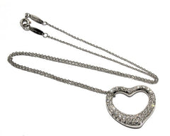 Tiffany & Co. Diamond Pt950 Elsa Peretti Heart Necklace