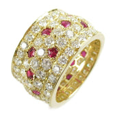 Cartier Nigeria Diamond Paved Ruby 18KT Yellow Gold Ring Size 57