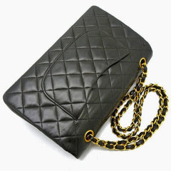 CHANEL Black Lambskin Medium Double Flap GHW