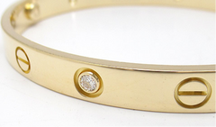 Cartier 6P Diamond Love Bracelet 18KT Yellow Gold Size 16