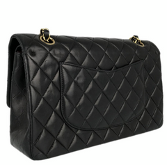 CHANEL Black Lambskin GHW 25 Double Flap Handbag