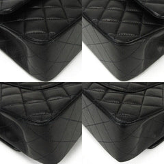 Vintage CHANEL Black Lambskin Gold Hardware Medium Double Flap Bag