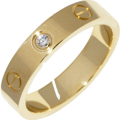 Cartier 1P Diamond Wedding Yellow Gold Love Ring Size 5