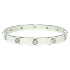 Cartier 10 Diamond 18KT White Gold Love Bracelet, Size 17 w/ Certificate