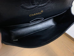 CHANEL Black Caviar Double Flap Gold Hardware Shoulder Bag