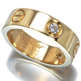 Cartier 3P Half Diamond 18KT Yellow Gold Love Ring #51
