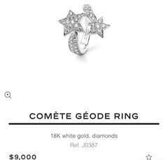 Authentic CHANEL Comete Diamond 18KT Gold Ring