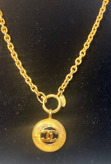 Vintage CHANEL 24Kt Gold CC Medallion Long Necklace