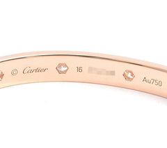 Cartier 10 Diamond 18KT Love Bracelet w/ Certificate, Size 16