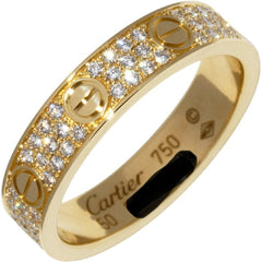 Cartier Full Diamond-Paved 18KT Yellow Gold Love Ring Size #51/ 5.5