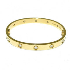 Cartier 10P Full Diamond 18KT Yellow Gold Love Bracelet Size 16
