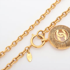 Vintage CHANEL 24Kt Gold CC Medallion Long Necklace