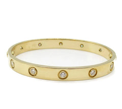 Cartier 10 Diamond 18KT Yellow Gold Love Bracelet Size 16, w/ Certificate