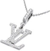 Louis Vuitton Diamond Paved Idylle Blossom LV Logo Necklace