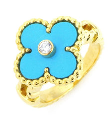 Van Cleef & Arpels Turquoise & Diamond Vintage Alhambra Ring