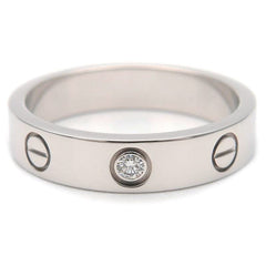 Cartier Mini Love Ring 1P Diamond 18KT White Gold Size 51