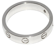 Cartier 1P Diamond Mini /Wedding 18Kt White Gold Love Ring #54/ US 7