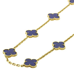 Van Cleef & Arpels Lapis Lazuli Vintage Alhambra 20 Motif 18Kt Yellow Gold Necklace