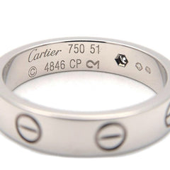 Cartier Mini Love Ring 1P Diamond 18KT White Gold Size 51