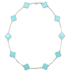 Van Cleef & Arpels Turquoise Vintage Alhambra 18KT White Gold Necklace