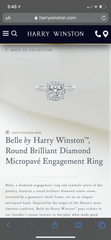 Harry Winston Belle Collection 2.21 tcw Diamond Engagement / Wedding Ring