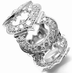 Cartier C de Paved Diamond 18KT White Gold Ring US 7