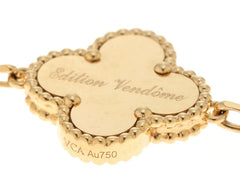 Rare Van Cleef & Arpels Paris Vendome Vintage Alhambra Diamond Blue Porcelain Necklace