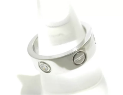 Cartier 3P Half Diamond 18KT White Gold Love Ring Size 5