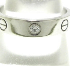 Cartier 1P Diamond Wedding 18KT White Gold Love Ring Size 54