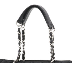 CHANEL Black Caviar Silver Hardware GST Grand Shopper Tote