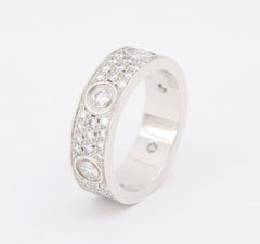 Cartier Full Diamond Paved 18KT White Gold Love Ring Size 58