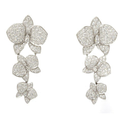 Cartier Caresse D’Orchidees Diamond Paved 18KT White Gold Dangle Earrings