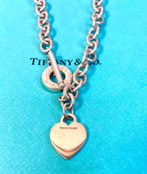 Tiffany & Co. Heart Tag 925 Sterling Silver Toggle Necklace