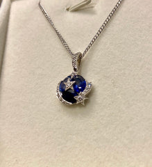 CHANEL Comete Diamond Sapphire 18KT White Good Pendant Necklace