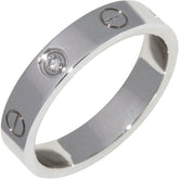Cartier 1P Diamond Mini /Wedding 18Kt White Gold Love Ring #54/ US 7
