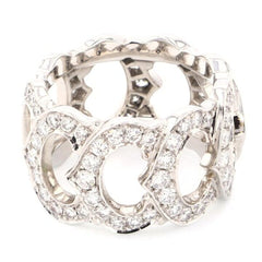 Cartier C de Cartier Entrelaces Full Diamond-Paved White Gold Ring Size 6.5