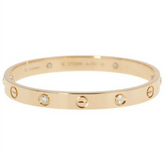 Cartier 4P Half Diamond 18KT Rose Gold Love Bracelet Size #16