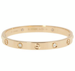Cartier 4P Half Diamond 18KT Rose Gold Love Bracelet Size #16