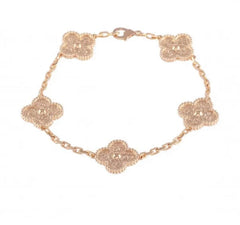 Van Cleef & Arpels Rose Gold Vintage Alhambra 5-Motif Bracelet