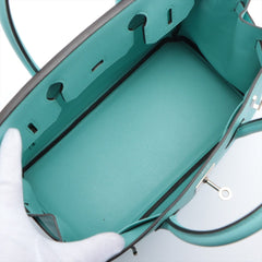 Hermès 30 Blue Atoll Veau Epsom Leather Bag Satchel