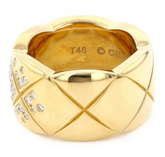 CHANEL Diamond Large CoCo Crush 18KT Yellow Gold Ring Size 55/ 7