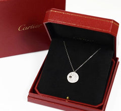 Cartier Diamond & Onyx Love Circle Long White Gold Pendant Necklace