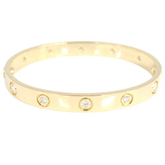Cartier 10 Diamond Full 18KT Yellow Gold Love Bracelet Size 16
