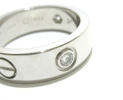 Cartier 3P Half Diamond 18KT White Gold Love Ring Size 5