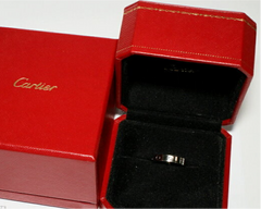 Cartier 1P Diamond Mini /Wedding 18Kt White Gold Love Ring #54/ US 7