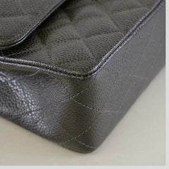 CHANEL Caviar Leather 23cm Small Double Flap Gold Hardware Shoulder Handbag
