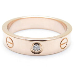Cartier 1P Diamond 18KT Rose Gold Wedding Love Ring Size 51/ US 5.5