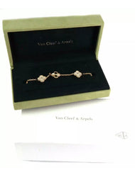 Van Cleef & Arpels Diamond-Paved Guilloche Vintage Alhambra 18Kt Gold Bracelet