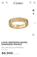 Cartier Diamond Paved 18KT Yellow Gold Wedding Love Ring Size 51/ US 5.5